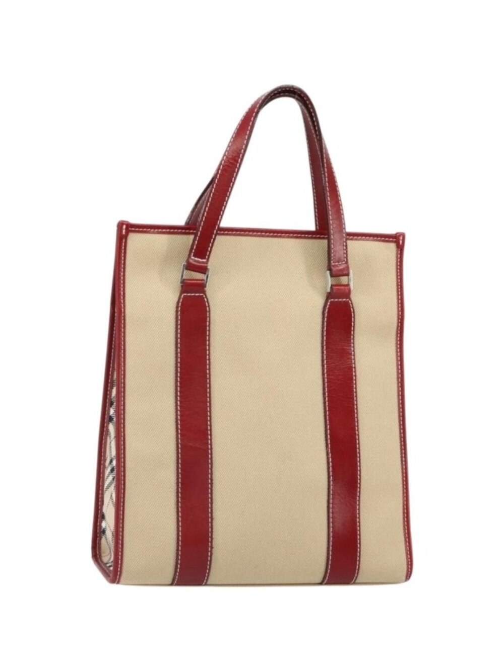 BURBERRY Blue Label Tote Bag Canvas Beige Silver